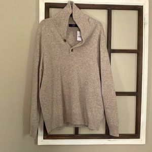 Mens J.Crew Oatmeal Cowlneck Lambswool Sweater XL
